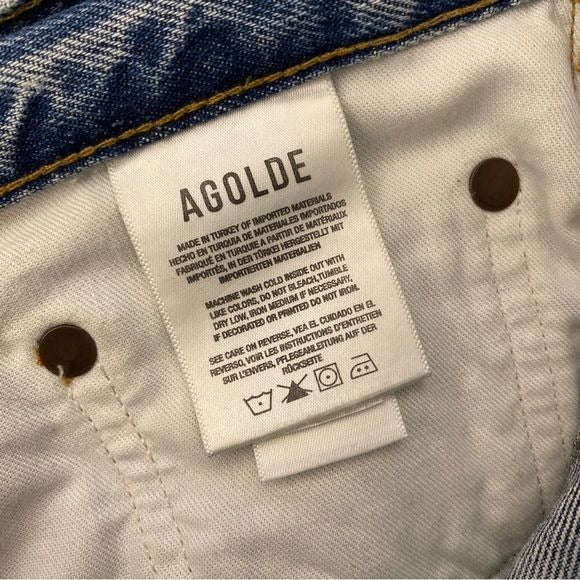 AGOLDE || 90's Mid Rise Loose in Isolate Wide Leg Distressed Jeans Blue 29