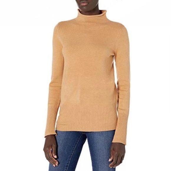 French Connection || Babysoft Roll Neck Sweater in Tan Large