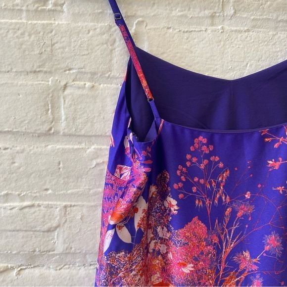 Banana Republic || Midi Slip Dress Purple + Red Floral 0