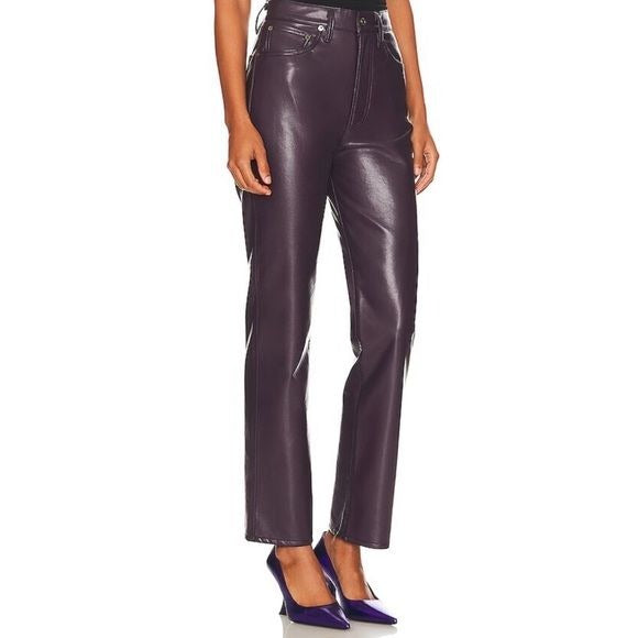 AGOLDE || 90s Recycled Leather Pinch Waist Pants in Nightshade Purple 33