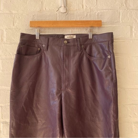 AGOLDE || 90s Recycled Leather Pinch Waist Pants in Nightshade Purple 33