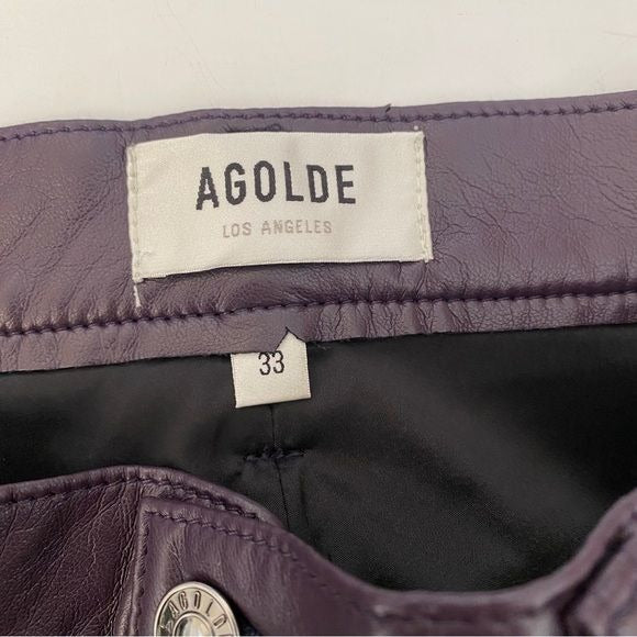 AGOLDE || 90s Recycled Leather Pinch Waist Pants in Nightshade Purple 33