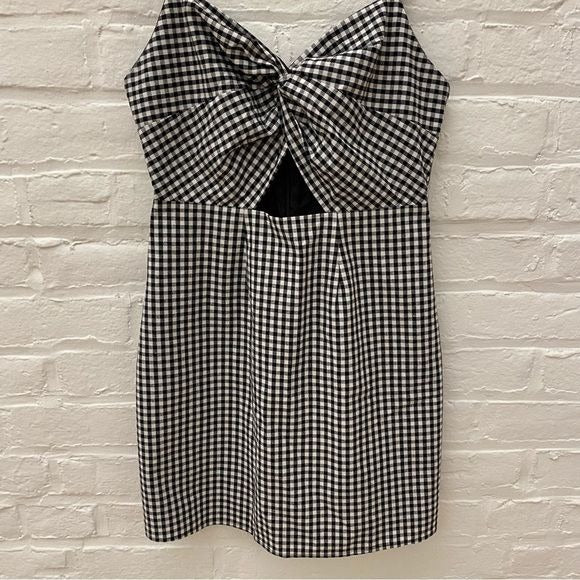 Superdown || Belle Knot Mini Dress Black Gingham Small REVOLVE