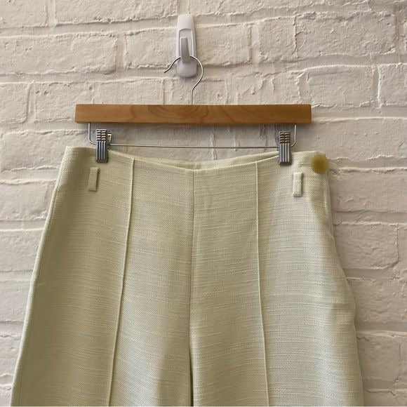 Vince. || Panama Woven Linen Blend Pants Cropped Wide Leg Light Green 8