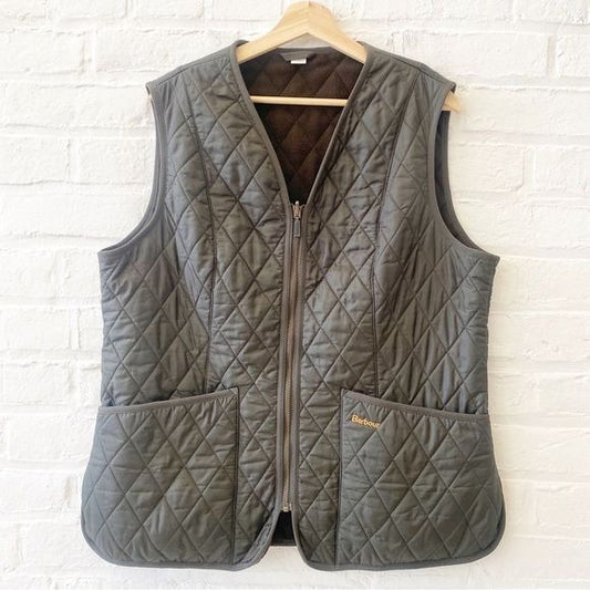 Barbour || Betty Interactive Polarfleece Vest Quilted Liner Olive Green 14