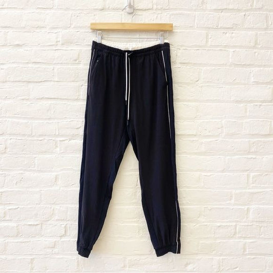 Athleta || Brooklyn Jogger Pants Black + White Piping