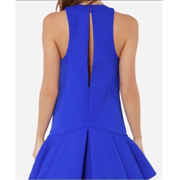 C/Meo || Cameo Why Ask Drop Waist Pleated Mini Dress Cobalt Royal Blue Large