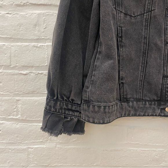 Generation Love || Gabby Denim Jacket Ruffle Fray in Washed Black