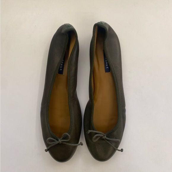 Margaux || The Demi Ballet Flat in Napa Olive Green Leather 42.5 US 11.5