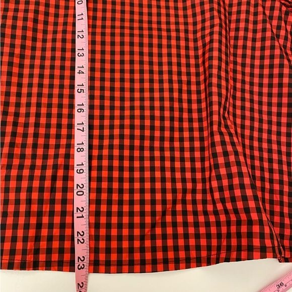 H&M || Gingham Check Plaid Puff Sleeve Blouse Top Red Black Large NWT