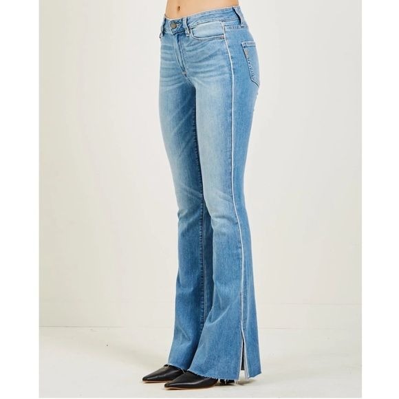 Paige || High Rise Lou Lou Flare Jeans Piping Outseam Slit Paolo Wash 26