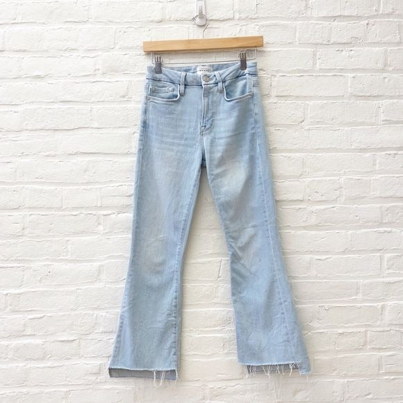 Frame || Le Crop Mini Boot Bootcut Kick Flare Raw Step Hem Light Wash Blue 27