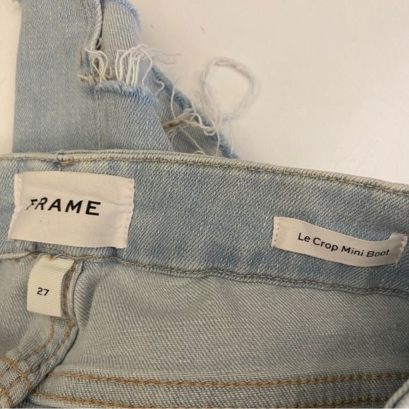 Frame || Le Crop Mini Boot Bootcut Kick Flare Raw Step Hem Light Wash Blue 27