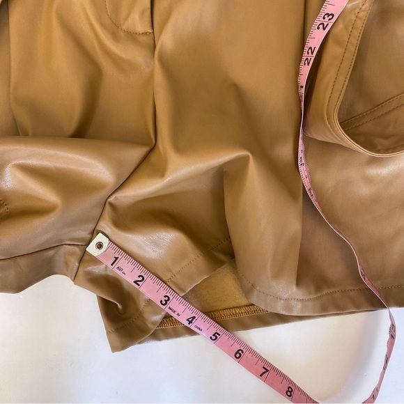 Entro || High Waisted Belted Faux Leather Shoets Tan Brown Medium