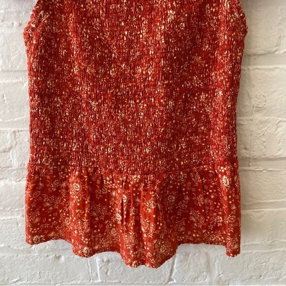 Madewell || Isla Top Smocked Flutter Strap Tank Top Floral Orange 2