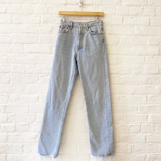 AGOLDE || 90's Pinch Waist Imitate Light Wash Distressed Hem Straight Jeans 25