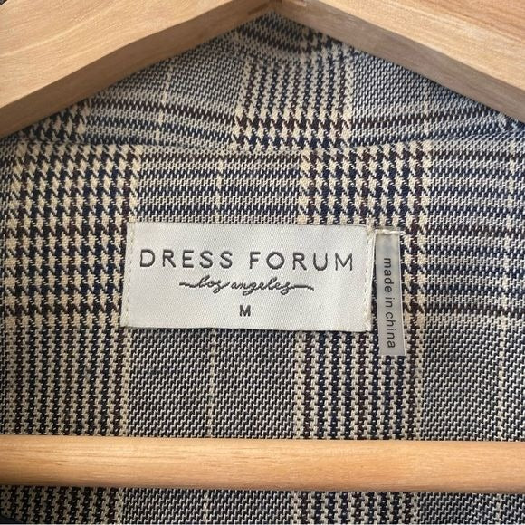 Dress Forum || Plaid Boyfriend Blazer Long Single Button Medium