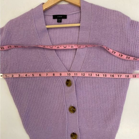 J.Crew || Ribbed V-neck Cardigan Sweater Alpaca Wool Petunia Lavender Purple XXS