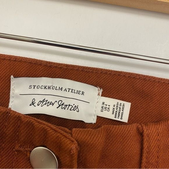 & Other Stories || Straight Fit Pants Rust Red Orange US 4