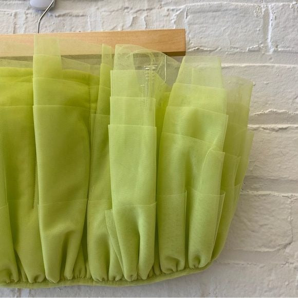 Karen Millen || Layered Corset Detail Tulle Bardot Strapless Top Lime NWT 12