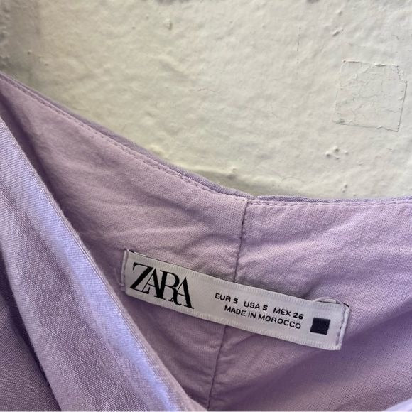 Zara || Draped Ruched Puff Sleeved Top Blouse Lilac Lavender Purple Small