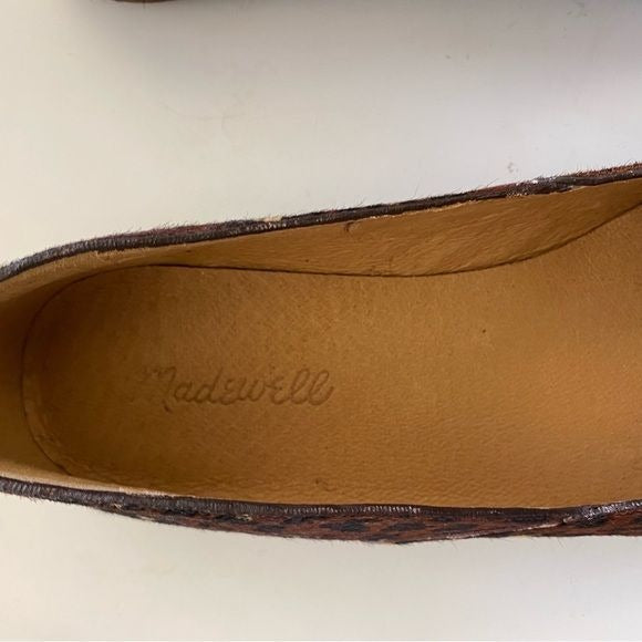 Madewell || Frances Skimmer Pointed Toe Flat Leopard Calf Hair Brown 9 NWOB