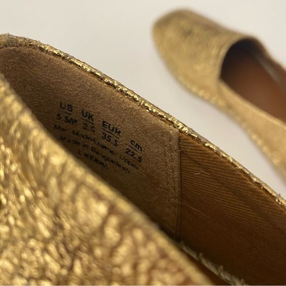 Franco Sarto || Kenna Slip On Espadrilles Gold Crinkle 5.5