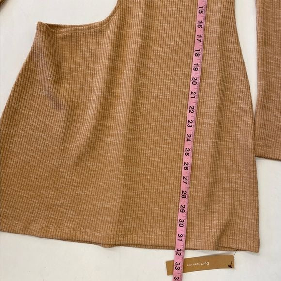 Reformation || Tracey Knit Ribbed Cutout Mini Dress Tan Medium NWT