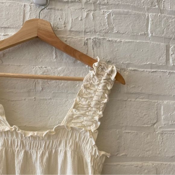 Madewell || Knit Lightspun Ruched-Strap Top Tank Cream Ivory Small