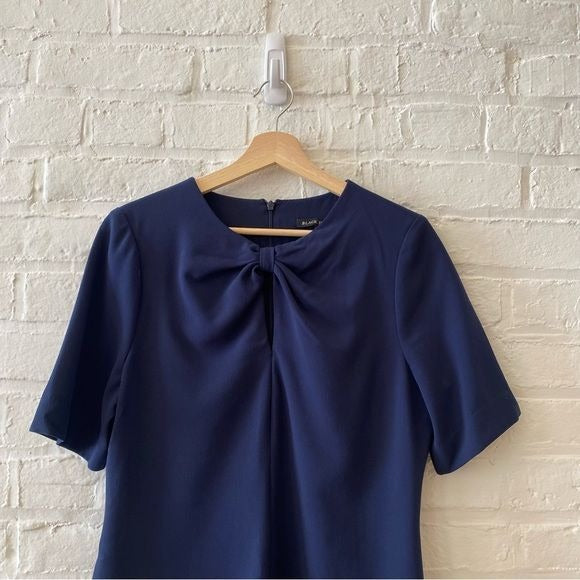 Black Halo || Keyhole Knot Twist Sheath Dress Navy Blue 12