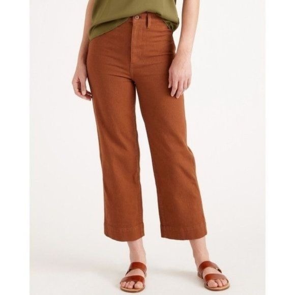 Quince || Cotton Twill Wide-Leg Crop Pants Rust Red Brown 29