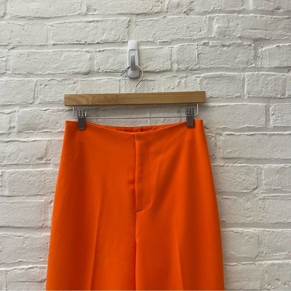 Alice + Olivia || Lorinda Super High Waist Ankle Pants Flare Trouser Orange 6