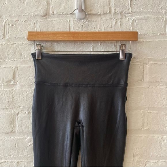 SPANX || Black Faux Leather Leggings Small