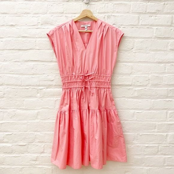 Derek Lam 10 Crosby || Tora Smocked Waist Mini Dress Bows Pink 4