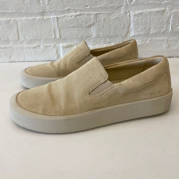 Vince. || Ginelle Slip On Sneakers in Moonlight Suede Cream Tan 37.5 7.5