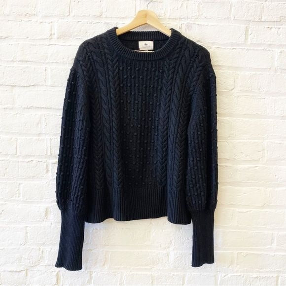 Tuckernuck || Dickens Sweater Cashmere Blend Bobble Chunky Knit Raven Black