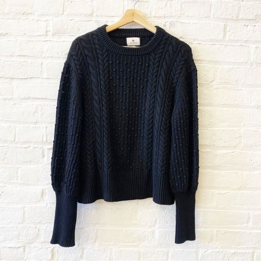 Tuckernuck || Dickens Sweater Cashmere Blend Bobble Chunky Knit Raven Black