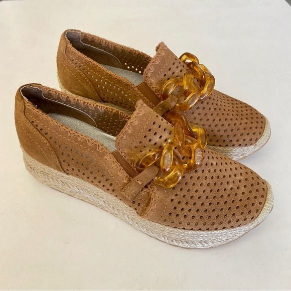 Dolce Vita || Jhenee Perforated Wedge Sneakers Espadrilles Pecan Suede Brown 7