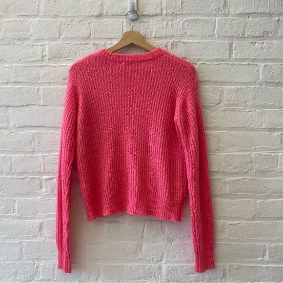 T by Alexander Wang || Ribbed Mohair Blend Crewneck Sweater Pink XS