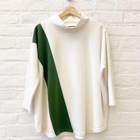 Tuckernuck || Funnel Ally Swing Sweatshirt Slash Pullover White Green XL XXL