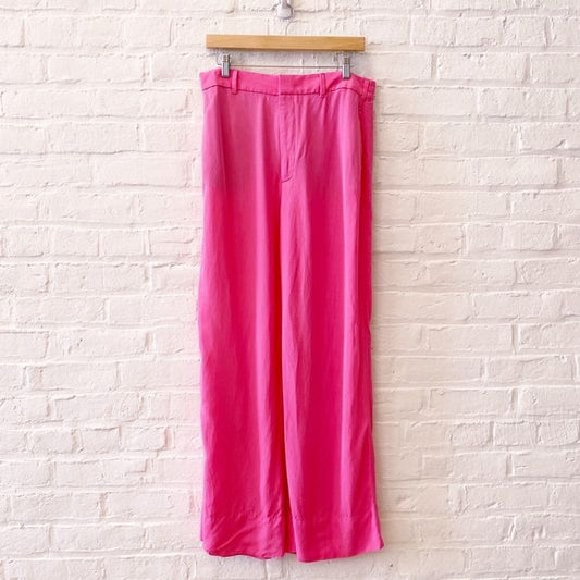 Zara || Wide Leg Trousers Pants Full Length High Rise Large Pink