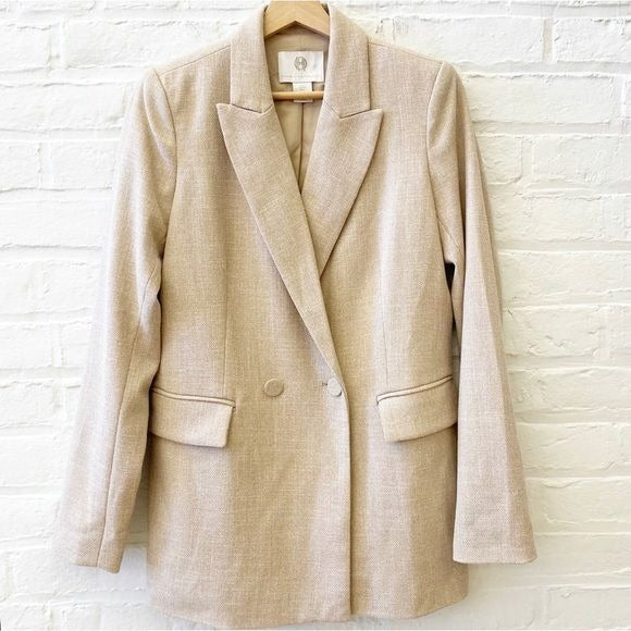 House of Harlow || Oversized Double Breasted Tan Ivory Blazer Small