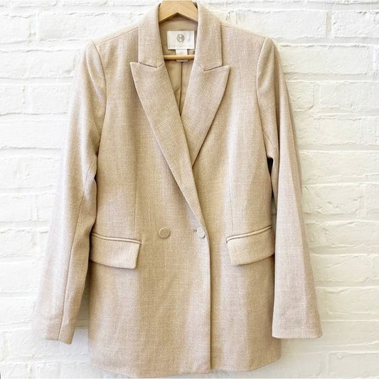 House of Harlow || Oversized Double Breasted Tan Ivory Blazer Small