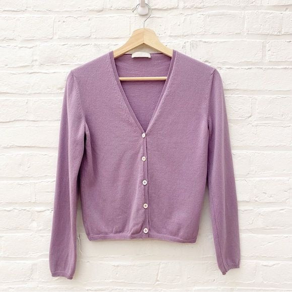 Prada || Cashmere V Neck Cardigan Lavender Purple 40