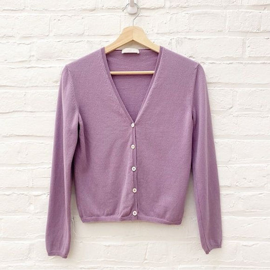 Prada || Cashmere V Neck Cardigan Lavender Purple 40