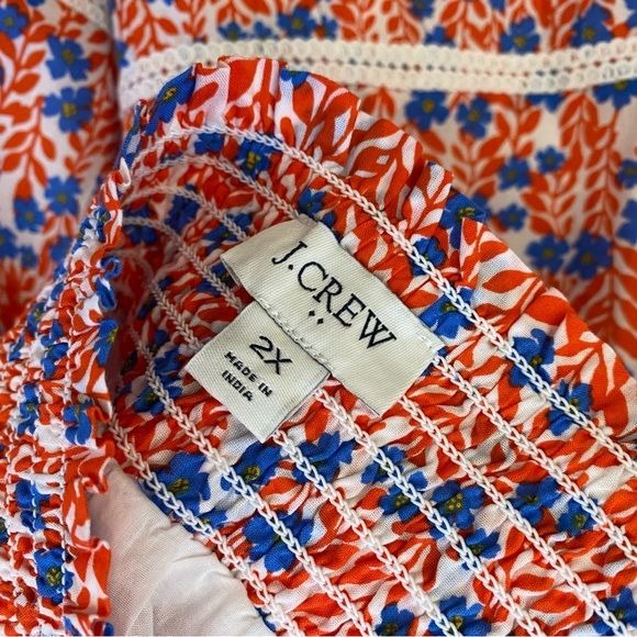 J.Crew || Smocked Tiered Mini Skirt Floral Red Blue 2X