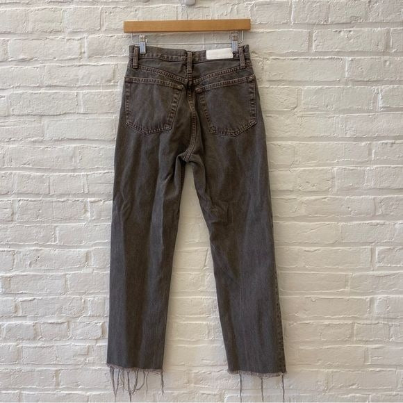 RE/DONE || 70's Ultra High Rise Stove Pipe Jeans in Washed Chocolate Brown 26