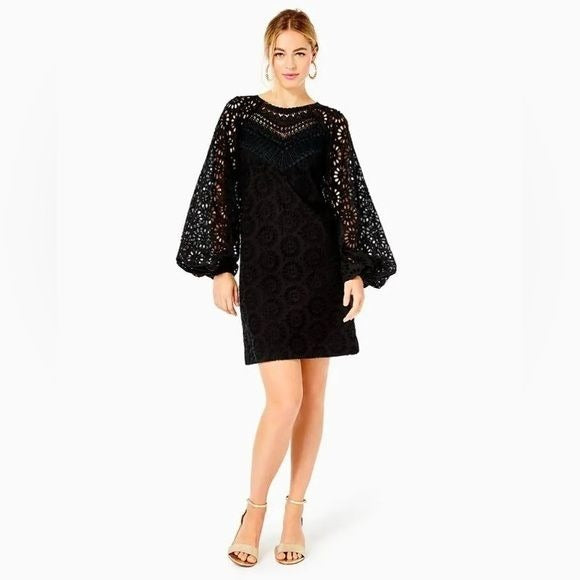 Lilly Pulitzer || Priscilla Long Sleeve Eyelet Dress Black 12