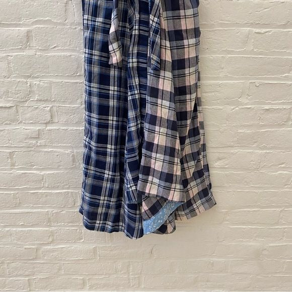 Anthropologie || Pilcro Plaid Shirt Dress Tie Waist Midi Blue XS