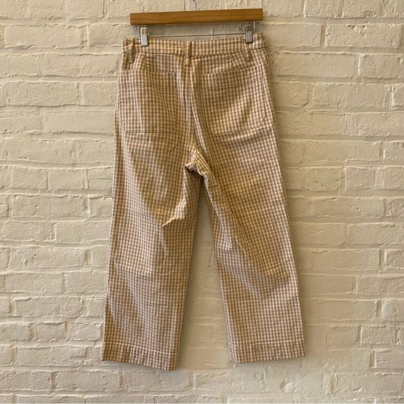 Madewell || Slim Emmett Wide Leg Pants Melange Check Gingham Earthen Sand Tan 28